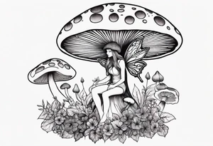 fairy on mushroom tattoo idea