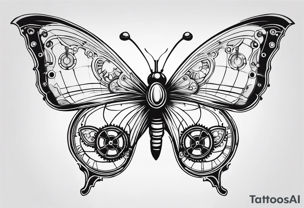 Steampunk-inspired butterfly tattoo idea