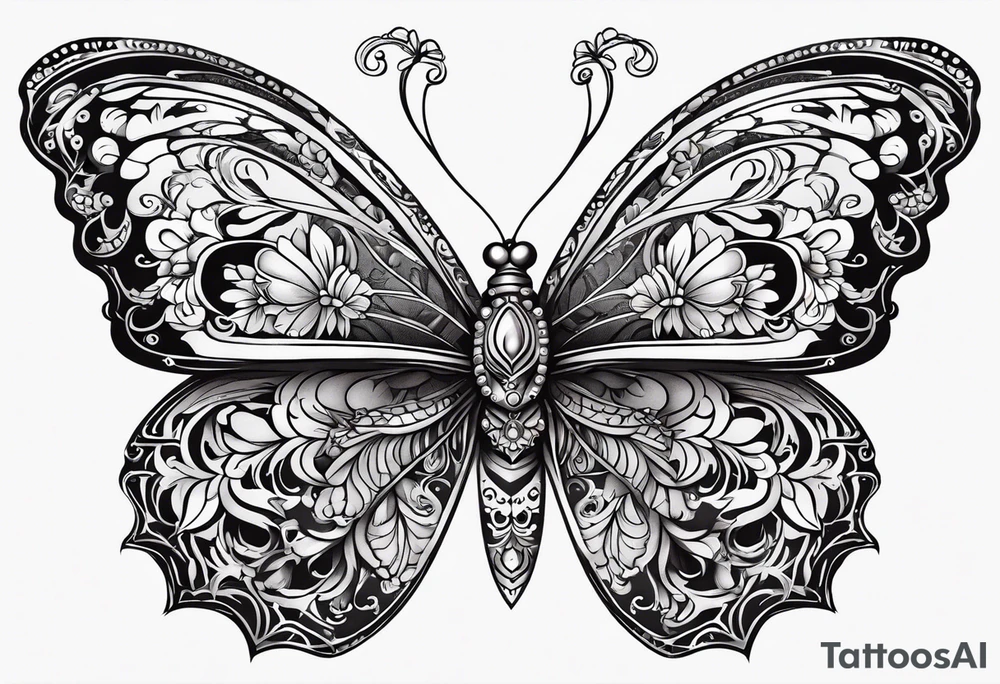 butterfly more with day of the dead tattoo idea