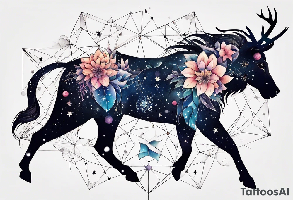 Constellation, animal snow , géométric , flower tattoo idea