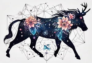 Constellation, animal snow , géométric , flower tattoo idea