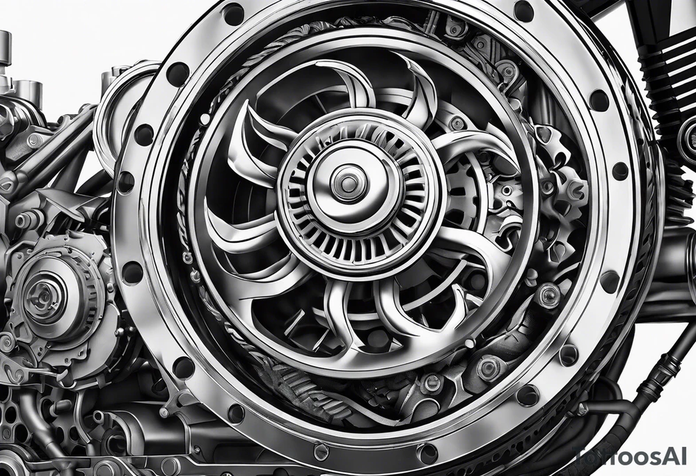 mechanical engine, fire, samoa tattoo idea