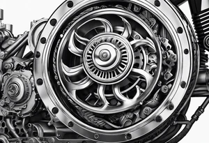 mechanical engine, fire, samoa tattoo idea