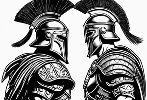 Side profile of spartan soilder looking left at Roman colosseum tattoo idea