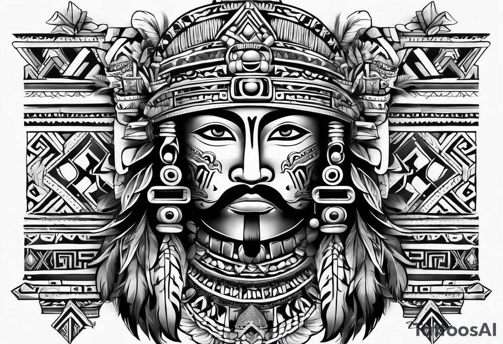 mexican aztec with fur head on head tattoo idea