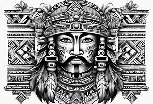 mexican aztec with fur head on head tattoo idea