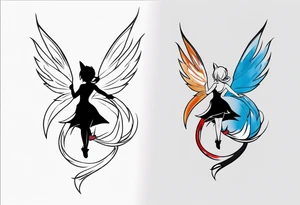 A fairy with a tail that is the fairy in the Fairy Tail anime guild logo in the same position tattoo idea