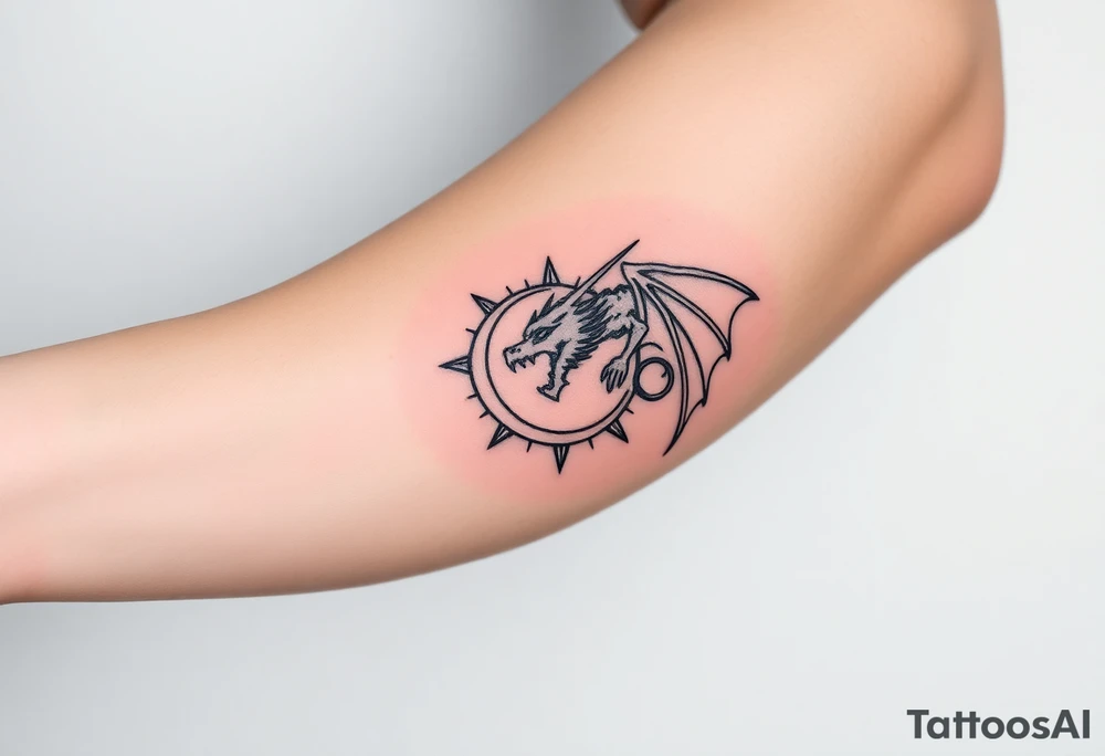 sun and moon in constellation with dragon tattoo idea