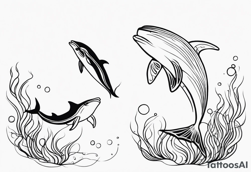 Father daughter matching 2 separate tattoos . Water related. Marine life tattoo idea