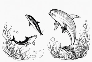 Father daughter matching 2 separate tattoos . Water related. Marine life tattoo idea