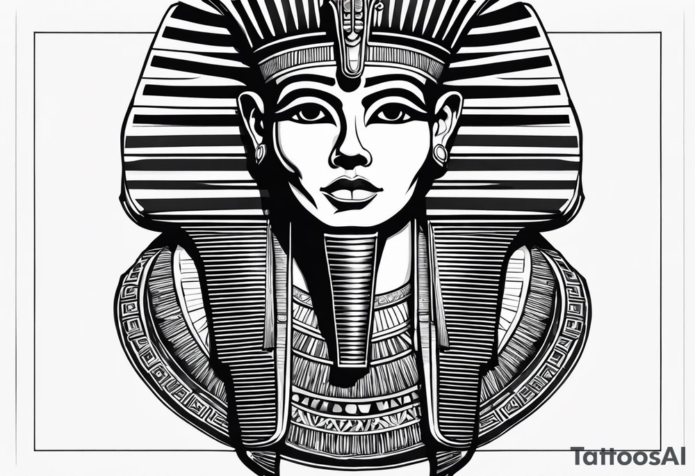 I want a Egyptian pharaoh skeleton in a headress facing the side tattoo idea