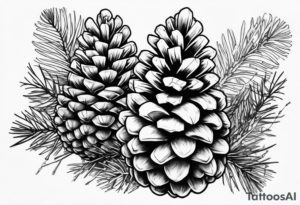 Pine trees on a pine cone tattoo idea