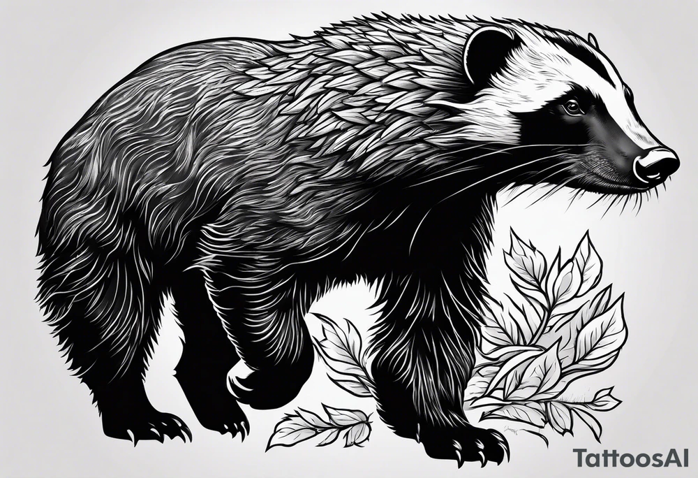 Muscular old honey badger tattoo idea