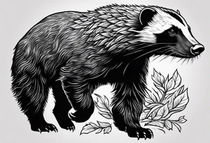 Muscular old honey badger tattoo idea