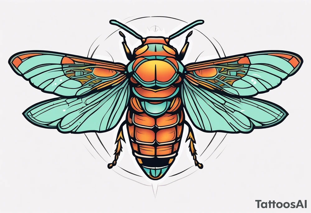 Neo traditional cicada tattoo idea