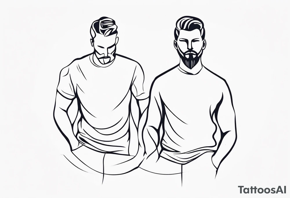 Two men outline tattoo idea