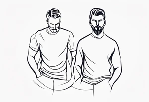 Two men outline tattoo idea