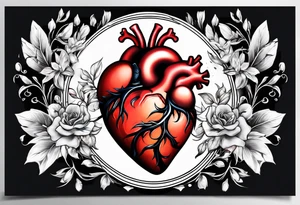 real heart with 4 chambers tattoo idea