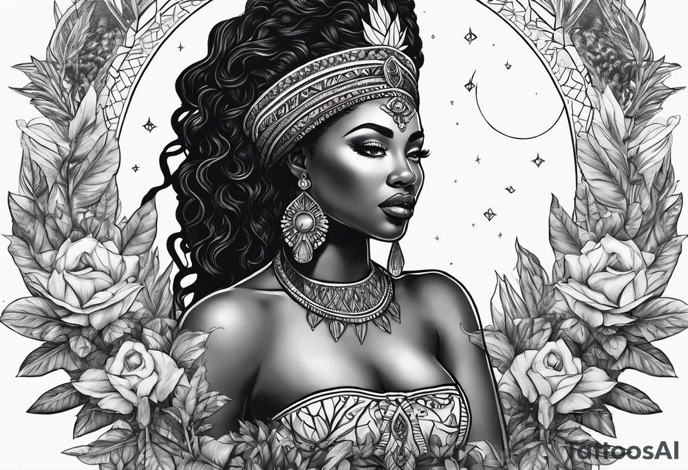 Black Goddess of sativa tattoo idea