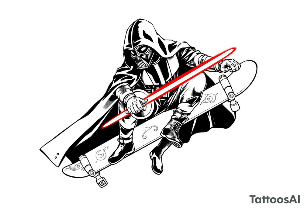 skateboarding Darth Carter, star wars, outdoors, future, memento mori tattoo idea