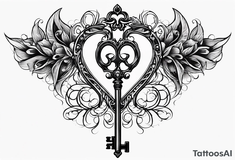 Gothic key with hottwife written on the shank tattoo idea