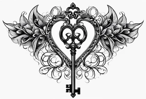 Gothic key with hottwife written on the shank tattoo idea