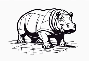 Hippopotamus acting like a brick mason tattoo idea