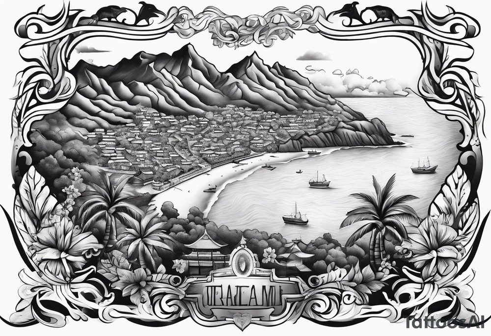 Eastern Caribbean island map tattoo idea