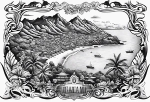 Eastern Caribbean island map tattoo idea