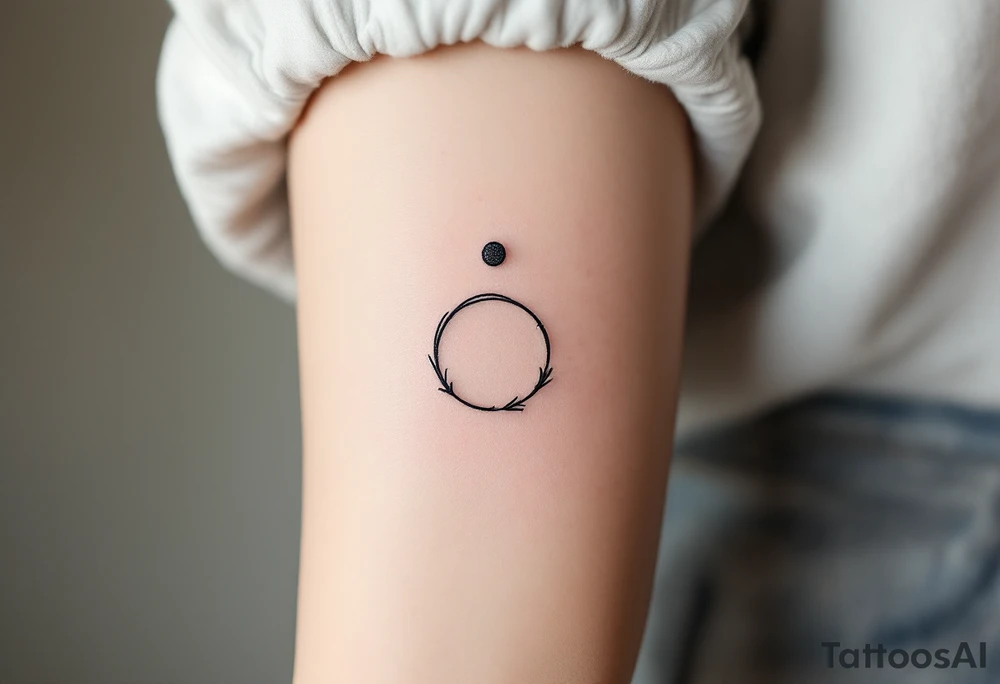 A comma with a dot above it, with an flowing arrow around tattoo idea
