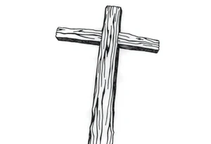 a wooden 12kv pole. Make the pole a cross that has a hidden resemblance to god. tattoo idea