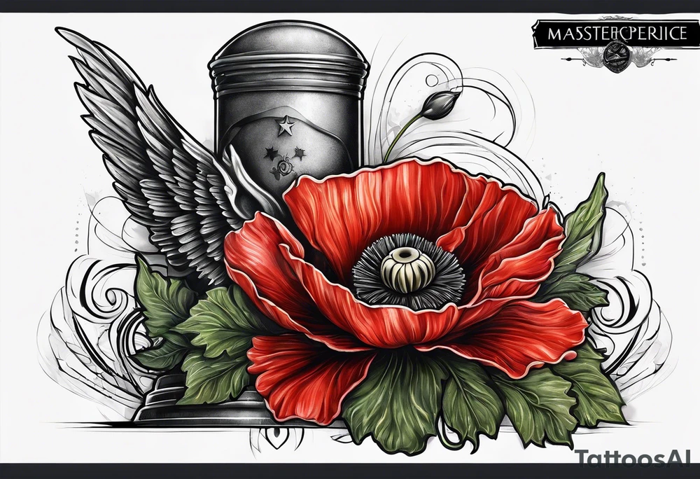 Fallen soldier memorial with poppy tattoo idea