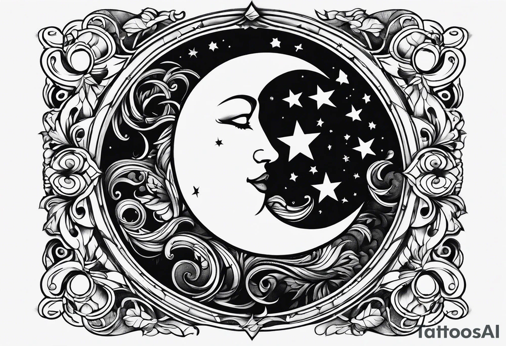 Stars moon tattoo idea