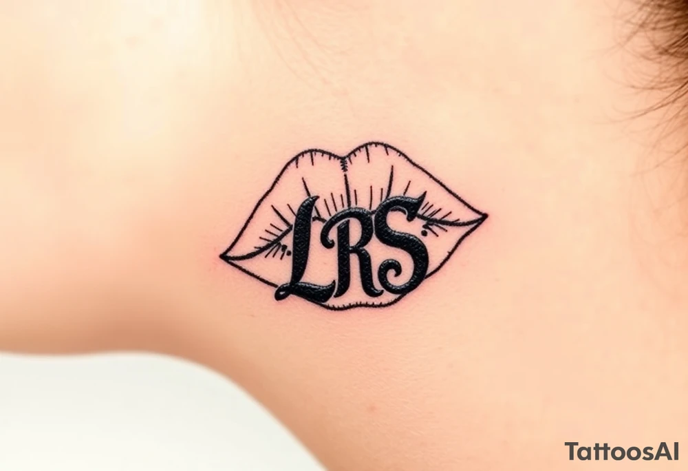 Kiss mark with the initials lrs tattoo idea