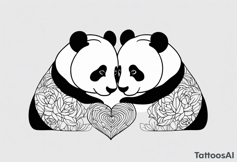 Two Pandas in Love tattoo idea