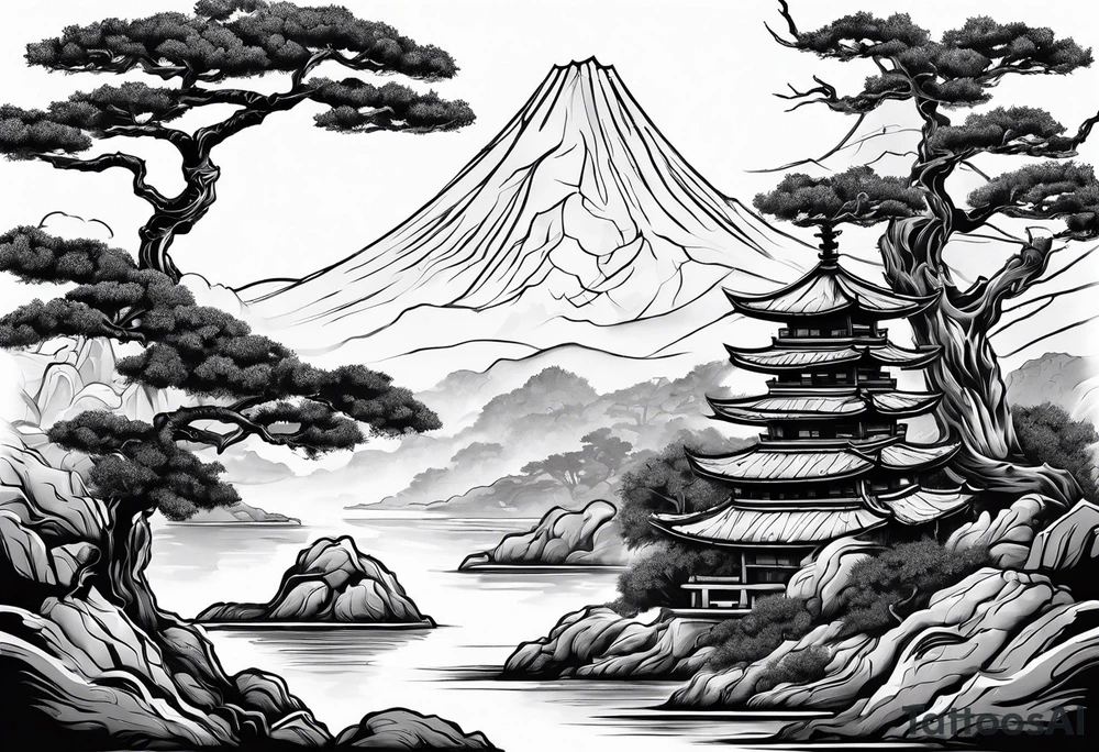 samurai and bonsai tree tattoo idea