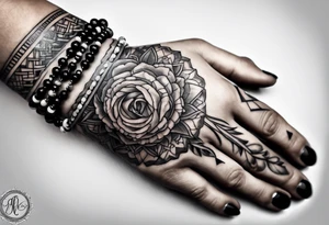 Praying hands with a rosary tattoo idea