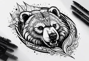 Ripping bear claw cosmic space tattoo idea