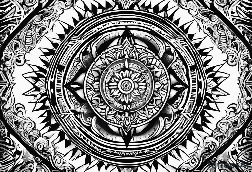 T2000s tribal tattoo with rays of light background tattoo idea