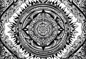 T2000s tribal tattoo with rays of light background tattoo idea