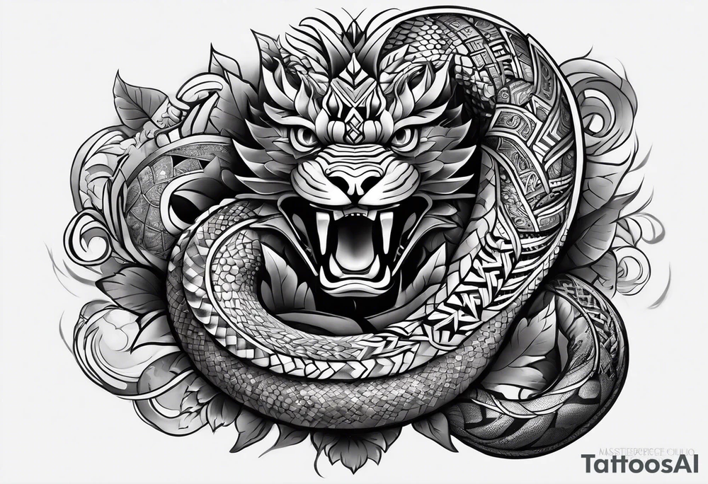 aztec snake sleeve tattoo idea