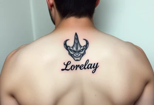 Créame un diseño en miniatura para la parte baja del bicep de una personaje principal de dragón Ball z con el nombre de lorelay escrito por debajo del diseño tattoo idea