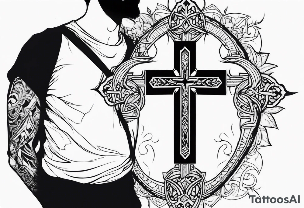 cross, god, walking, tattoo idea