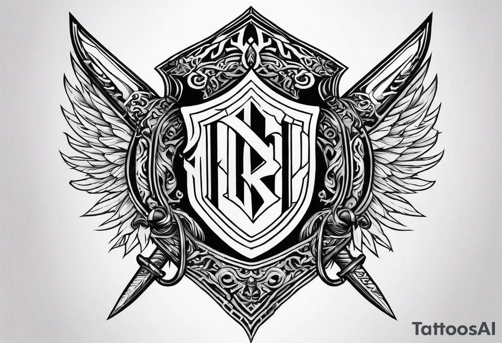 Valhalla shield fire sword tattoo idea