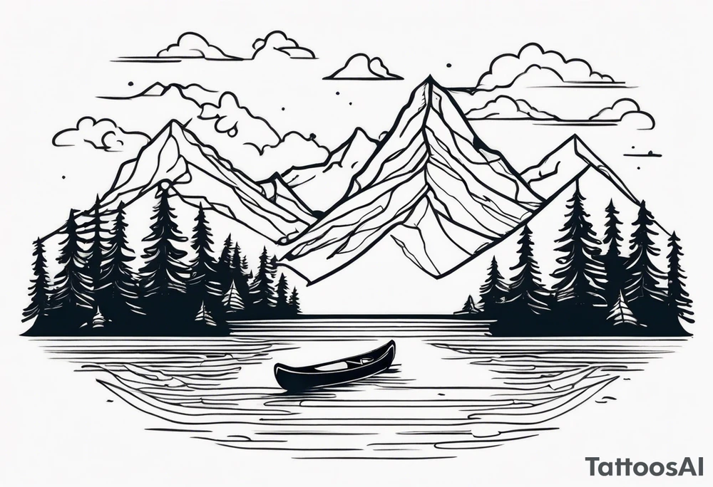 Canoe mountains tattoo idea
