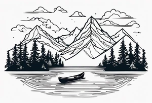Canoe mountains tattoo idea