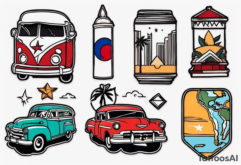 small tattoo with cuba, nyc, and arizona tattoo idea