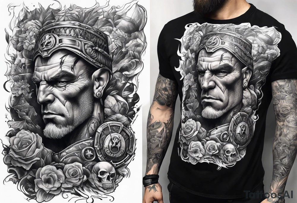 Brutal sleeve tattoo warhammer tattoo idea