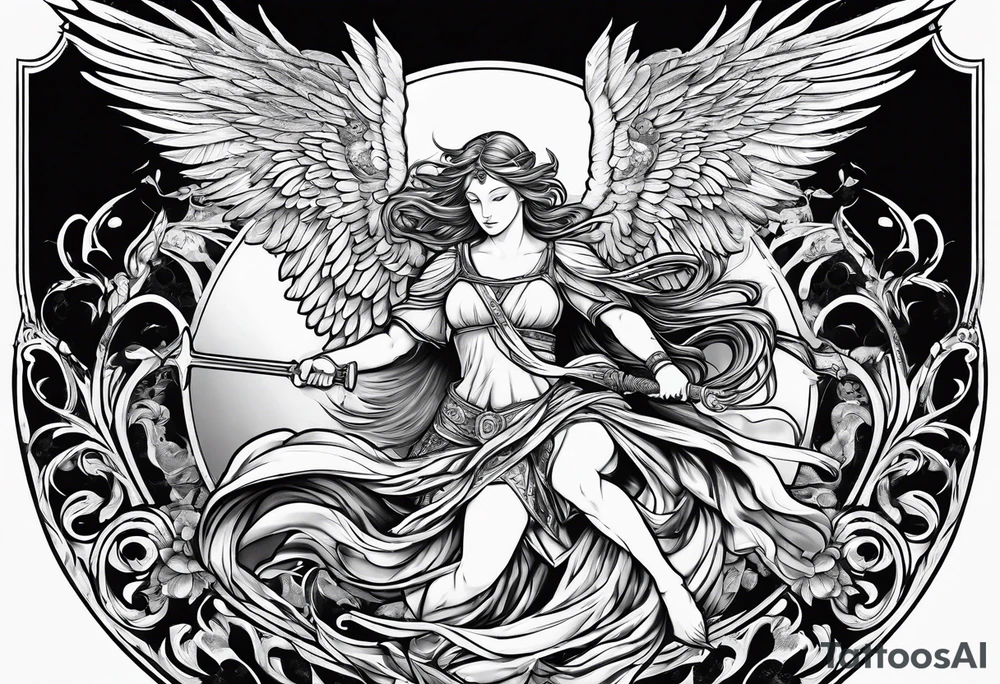 Angelic battle tattoo idea