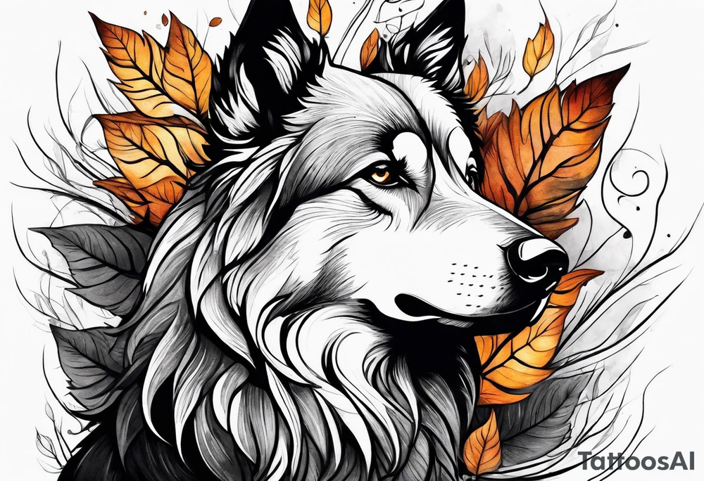 bark with foliage tattoo idea